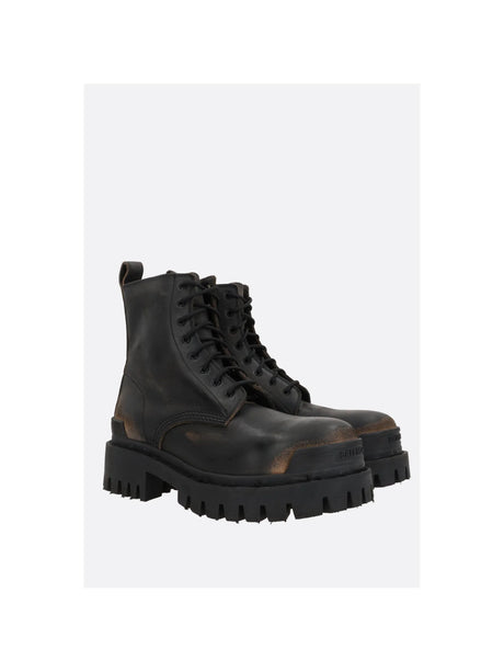 Strike Vintage Leather Combat Boots-BALENCIAGA-JOHN JULIA