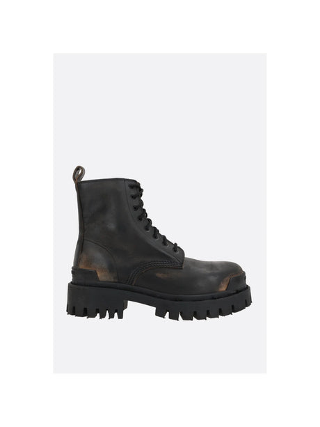 Strike Vintage Leather Combat Boots-BALENCIAGA-JOHN JULIA