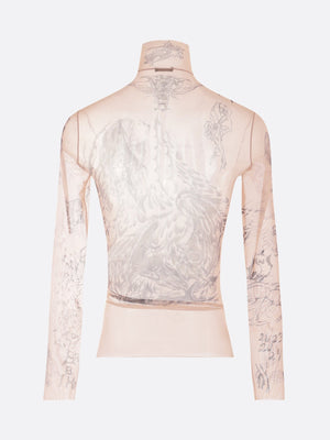 Tattoo Print Mesh Turtleneck-BALENCIAGA-JOHN JULIA