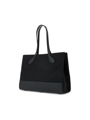 East/West Nylon and Leather Tote Bag