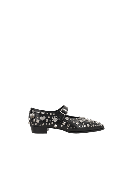 Gerwin Studded Leather Mary-Jane Ballerinas-BALLY-JOHN JULIA