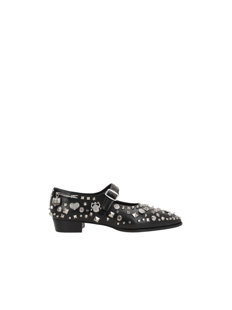 Gerwin Studded Leather Mary-Jane Ballerinas-BALLY-JOHN JULIA