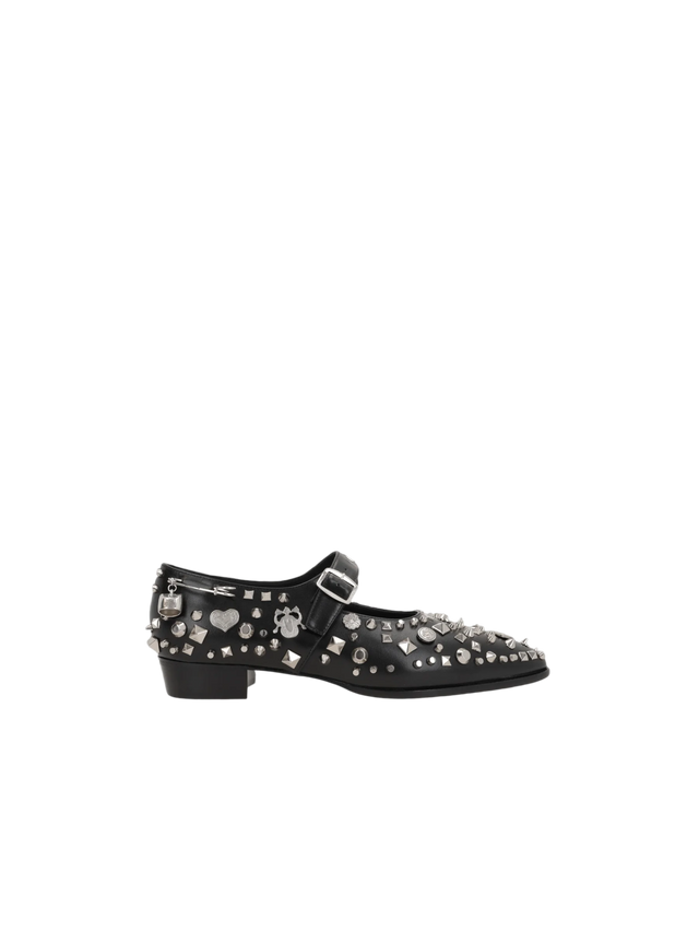 Gerwin Studded Leather Mary-Jane Ballerinas-BALLY-JOHN JULIA