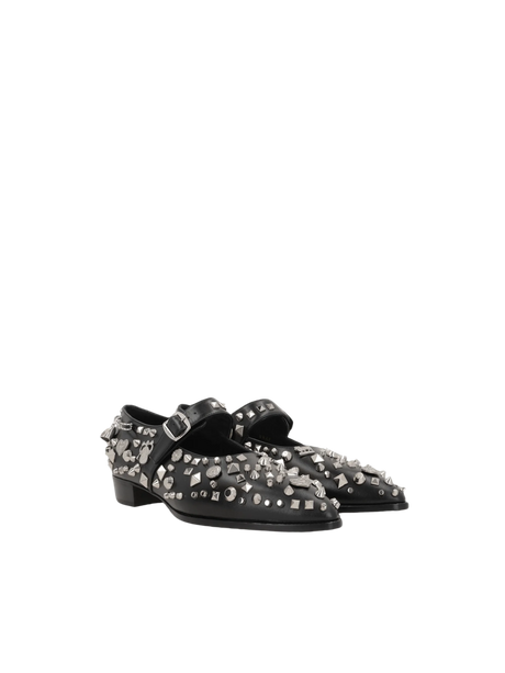 Gerwin Studded Leather Mary-Jane Ballerinas-BALLY-JOHN JULIA