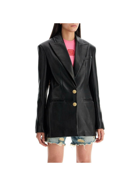 BALMAIN-2-Button Lambskin Leather Jacket-JOHN JULIA