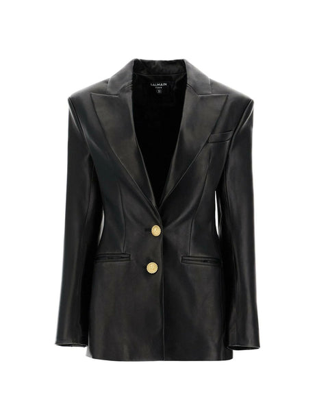 BALMAIN-2-Button Lambskin Leather Jacket-JOHN JULIA