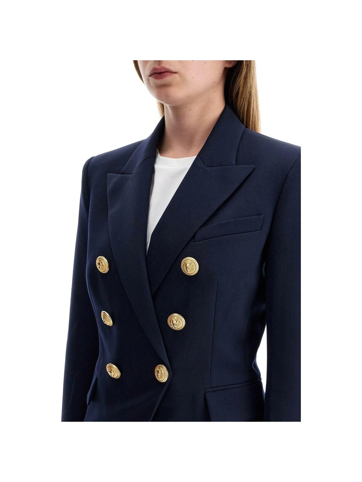 BALMAIN-6-Button Double-Breasted Wool Jacket-JOHN JULIA