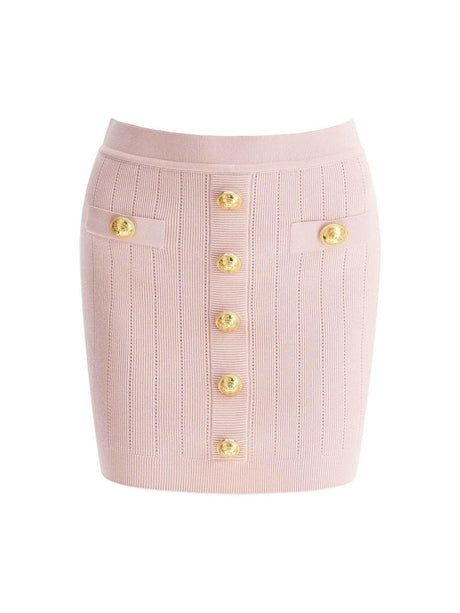 7-Button Knit Mini Skirt.