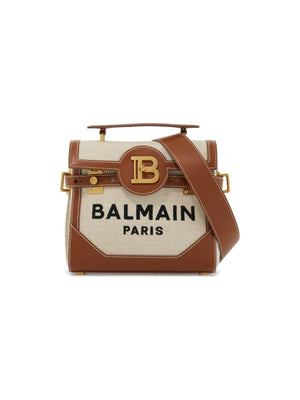 BALMAIN-Canvas and Leather B-Buzz 23 Handbag-JOHN JULIA