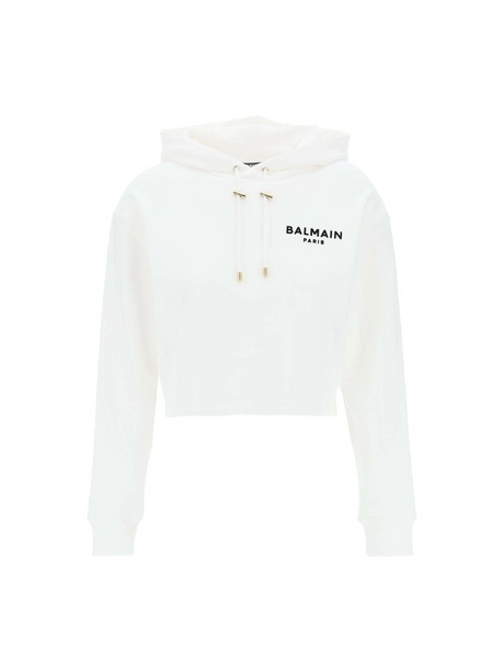 Cropped Hoodie With Flocked Logo BALMAIN JOHN JULIA.