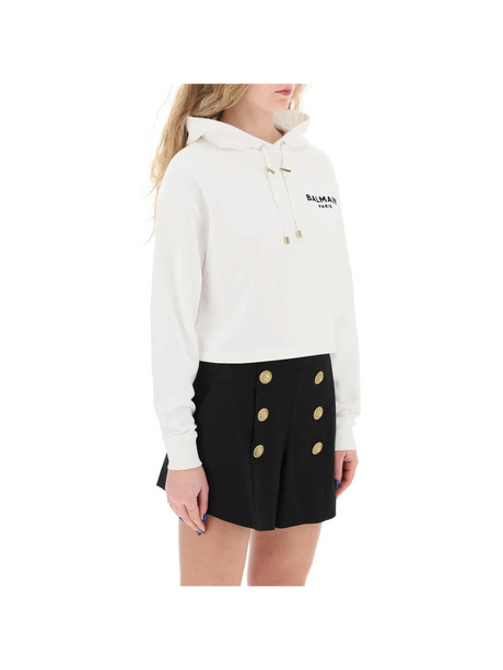 Cropped Hoodie With Flocked Logo BALMAIN JOHN JULIA.