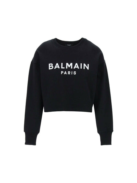 Cropped Sweatshirt With Flocked Logo BALMAIN JOHN JULIA.