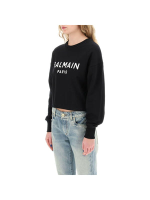 Cropped Sweatshirt With Flocked Logo BALMAIN JOHN JULIA.