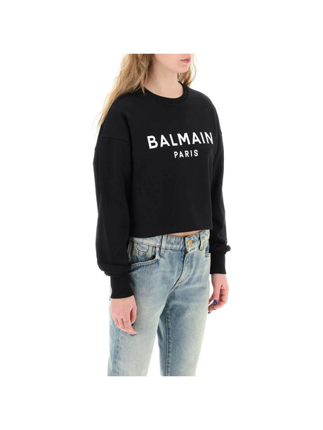 Cropped Sweatshirt With Flocked Logo BALMAIN JOHN JULIA.