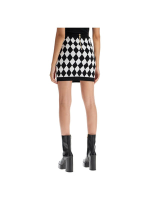 BALMAIN-Diamond Jacquard Mini Skirt -JOHN JULIA.