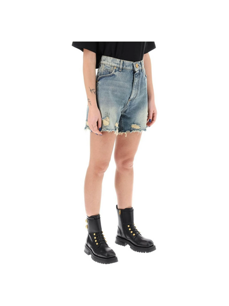 Distressed Denim Shorts BALMAIN JOHN JULIA.