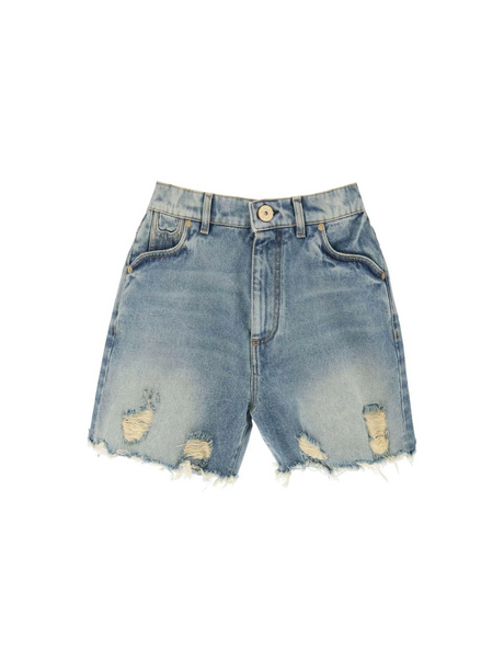 Distressed Denim Shorts BALMAIN JOHN JULIA.