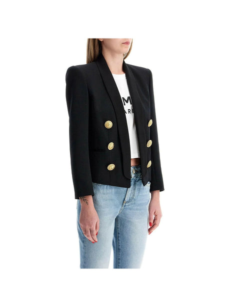 Edge-to-Edge 6-Button Wool Jacket.