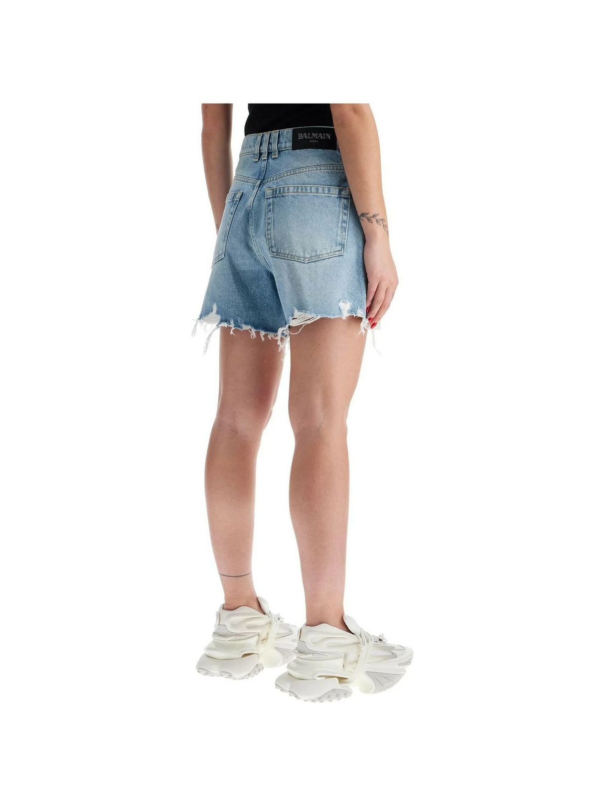 High-Waisted Frayed Denim Shorts.