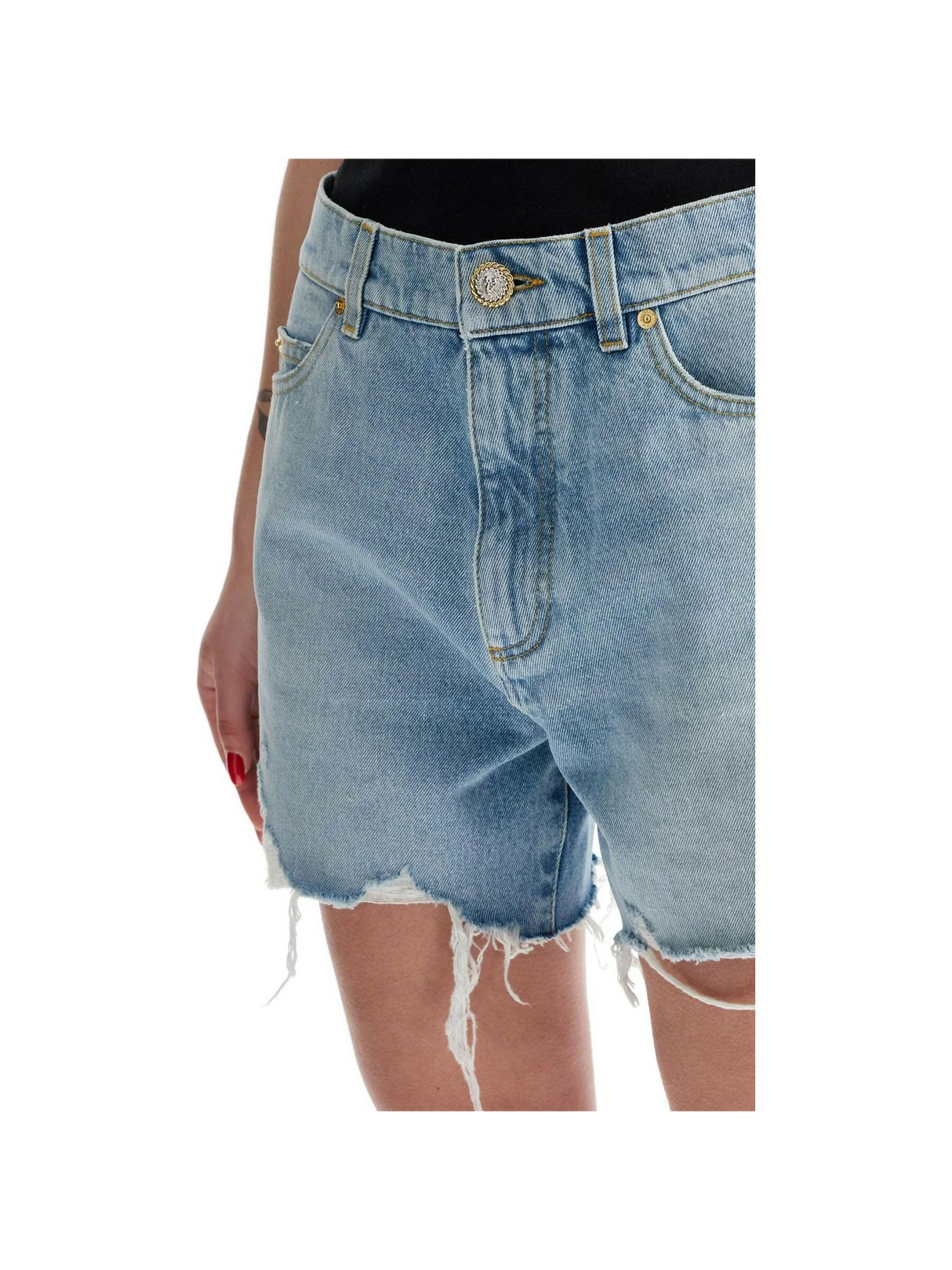 High-Waisted Frayed Denim Shorts.