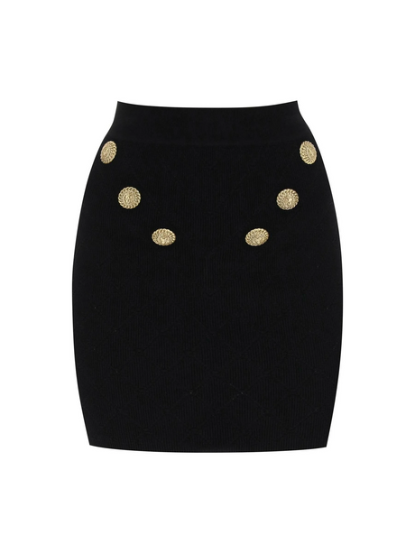 Knitted Mini Skirt With Embossed Buttons.