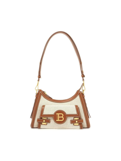 Leather and Canvas B-Buzz Hobo Bag BALMAIN