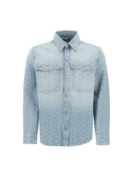 Monogram Denim Overshirt BALMAIN JOHN JULIA.