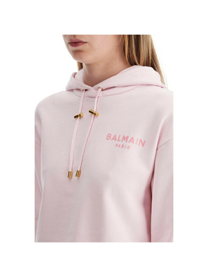 Organic Cotton Flocked Balmain Paris Hoodie.