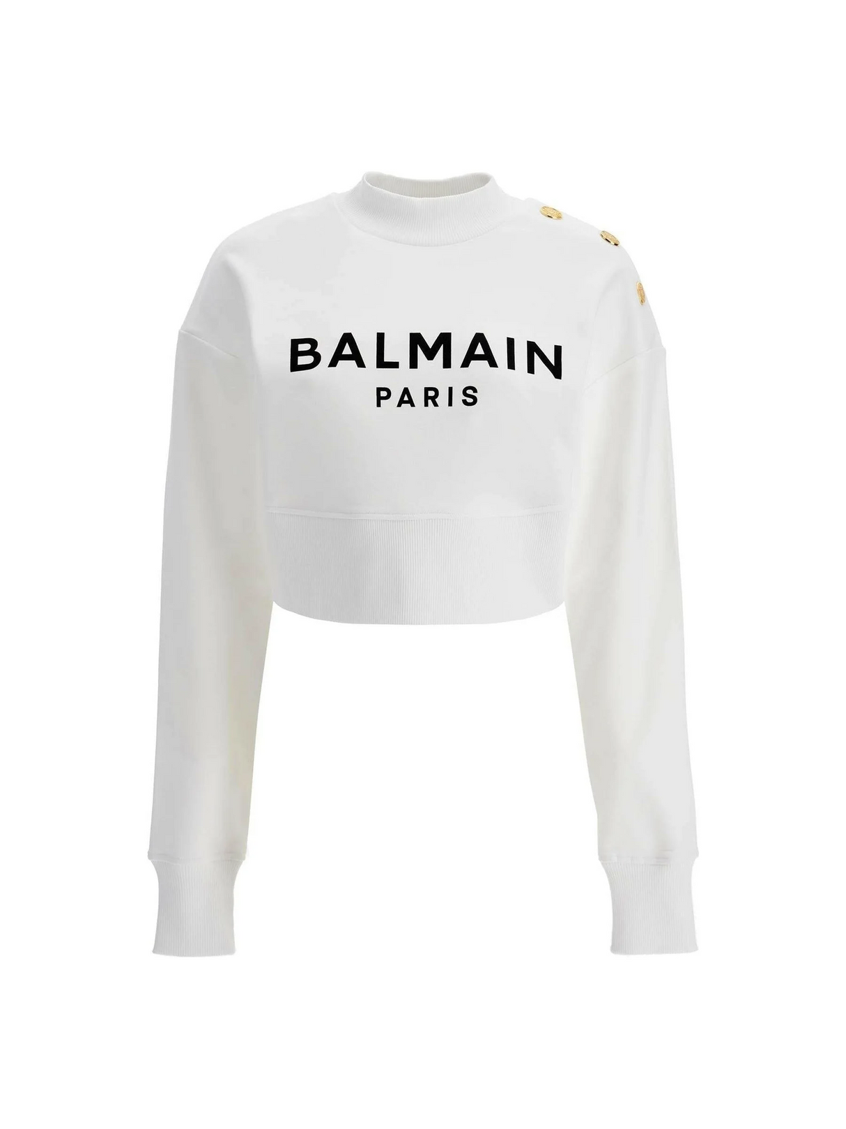 Organic Cotton Balmain Paris Cropped Sweatshirt.