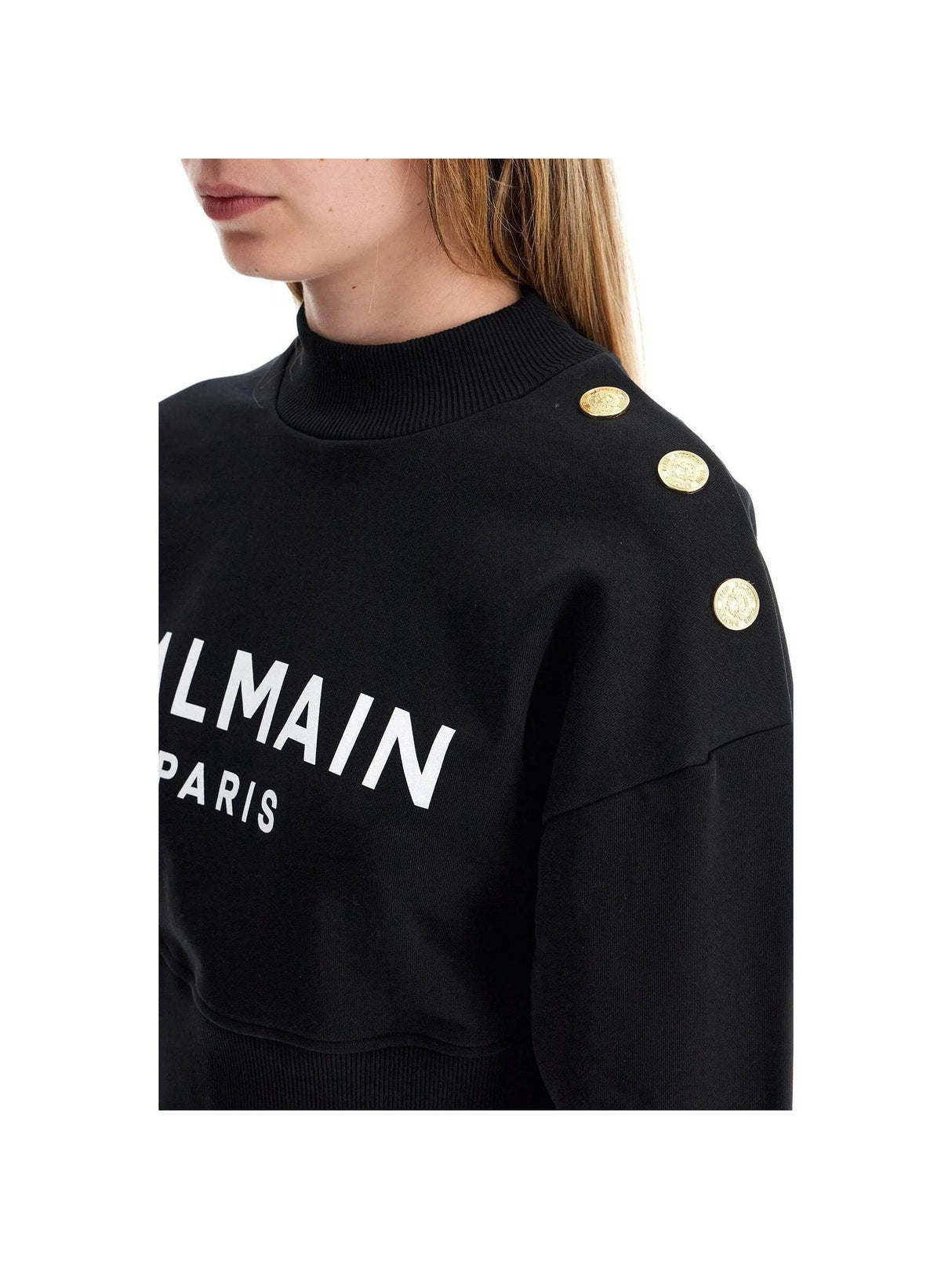 Organic Cotton Balmain Paris Cropped Sweatshirt.