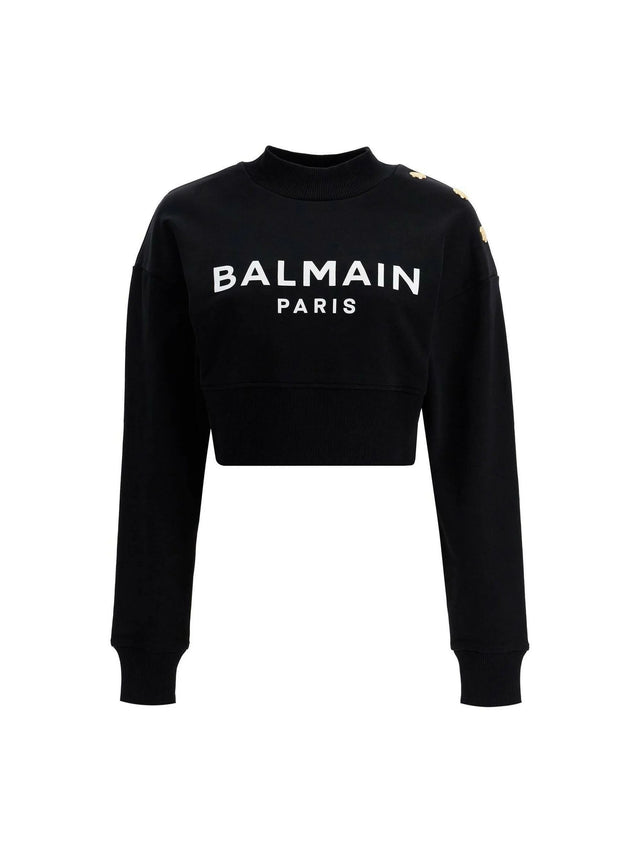 Organic Cotton Balmain Paris Cropped Sweatshirt.