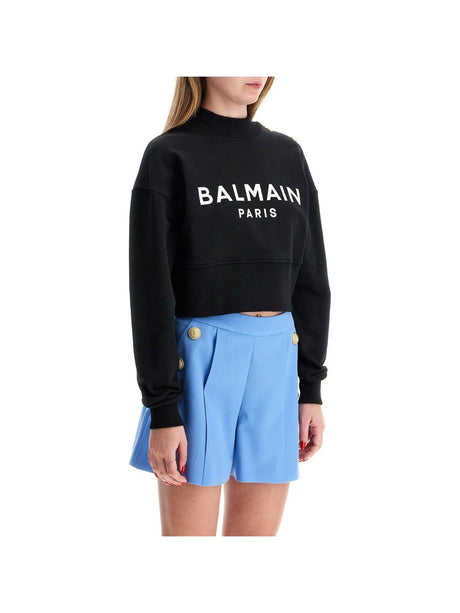 Organic Cotton Balmain Paris Cropped Sweatshirt.