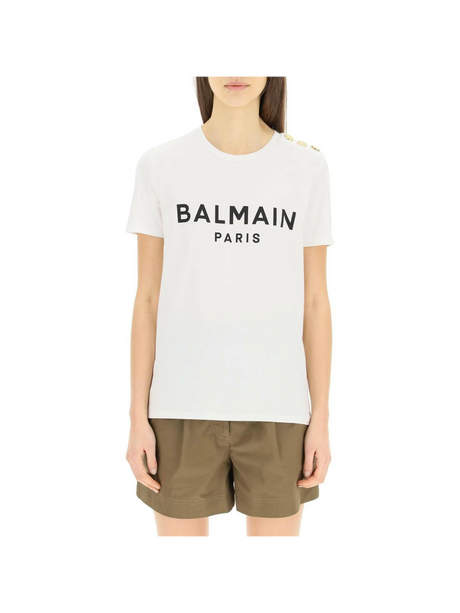 Organic Cotton Balmain Paris Print T-Shirt.