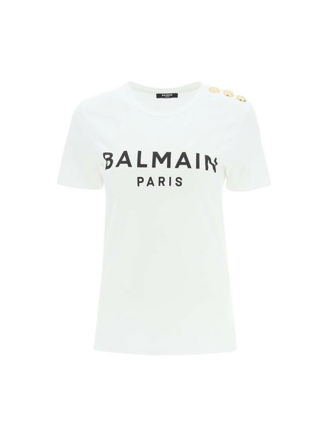 Organic Cotton Balmain Paris Print T-Shirt.