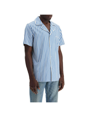 Short-Sleeved Striped Cotton Shirt.