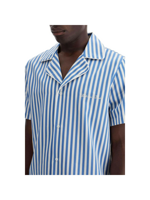 Short-Sleeved Striped Cotton Shirt.