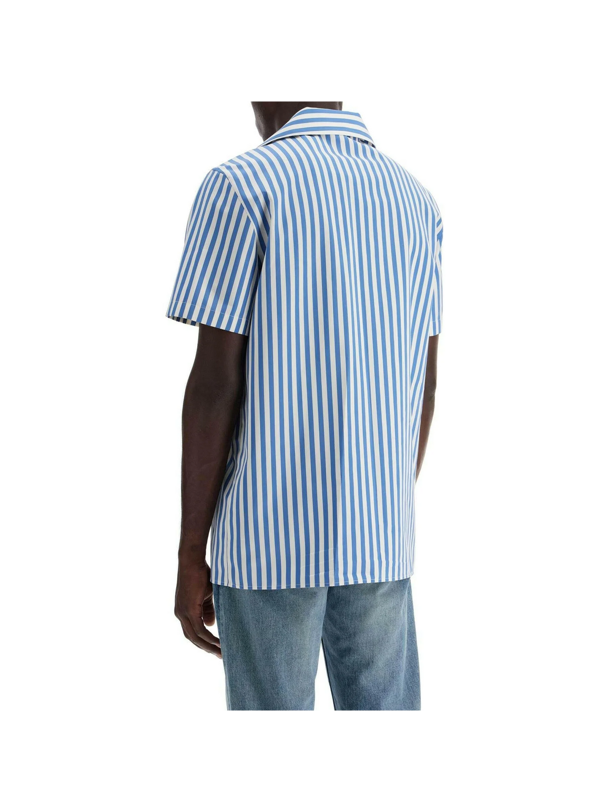 Short-Sleeved Striped Cotton Shirt.