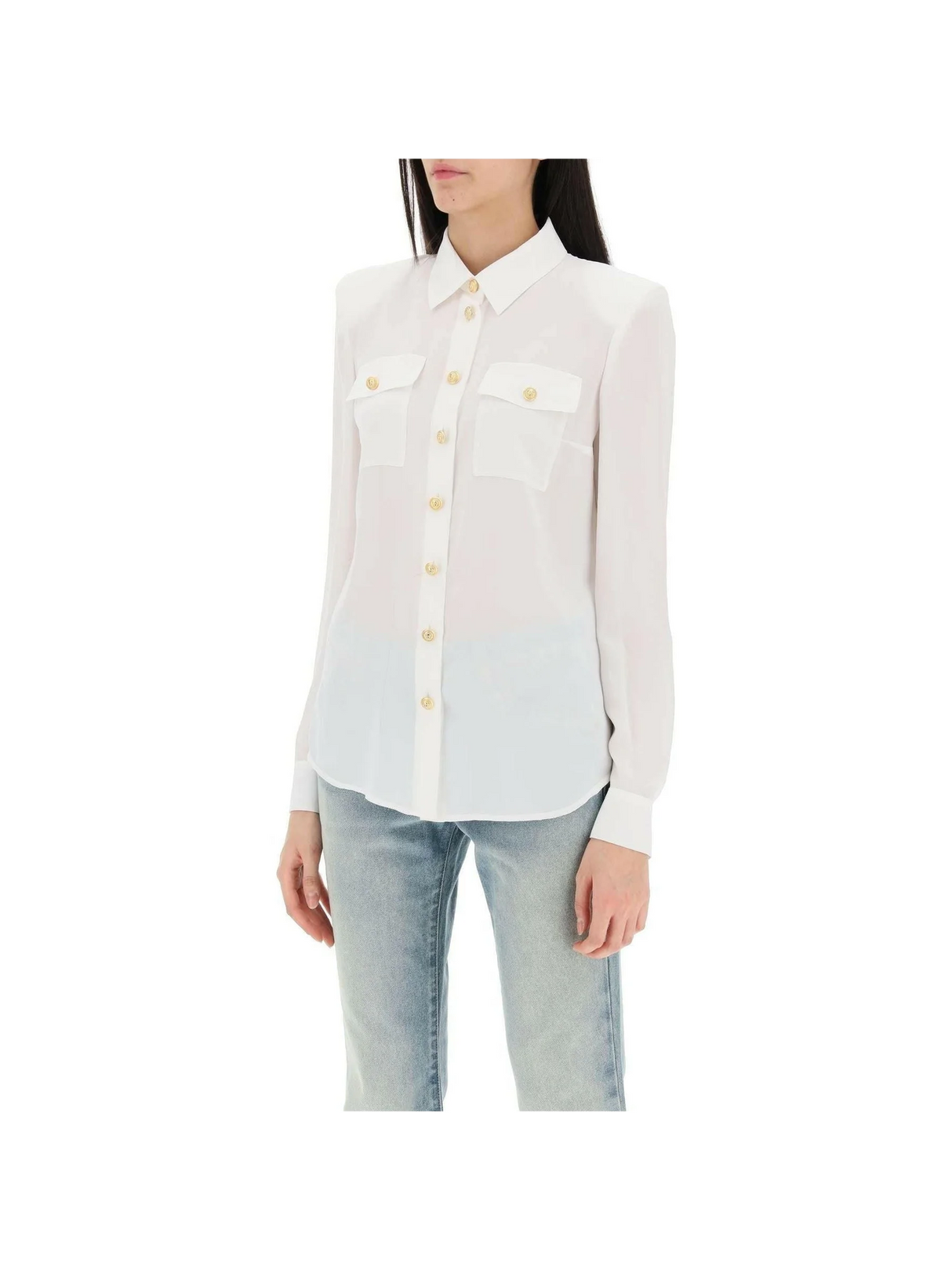 Silk Shirt With Padded Shoulders BALMAIN JOHN JULIA.