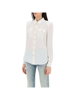 Silk Shirt With Padded Shoulders BALMAIN JOHN JULIA.