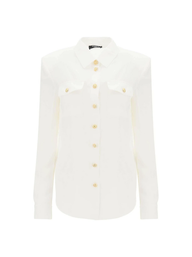 Silk Shirt With Padded Shoulders BALMAIN JOHN JULIA.