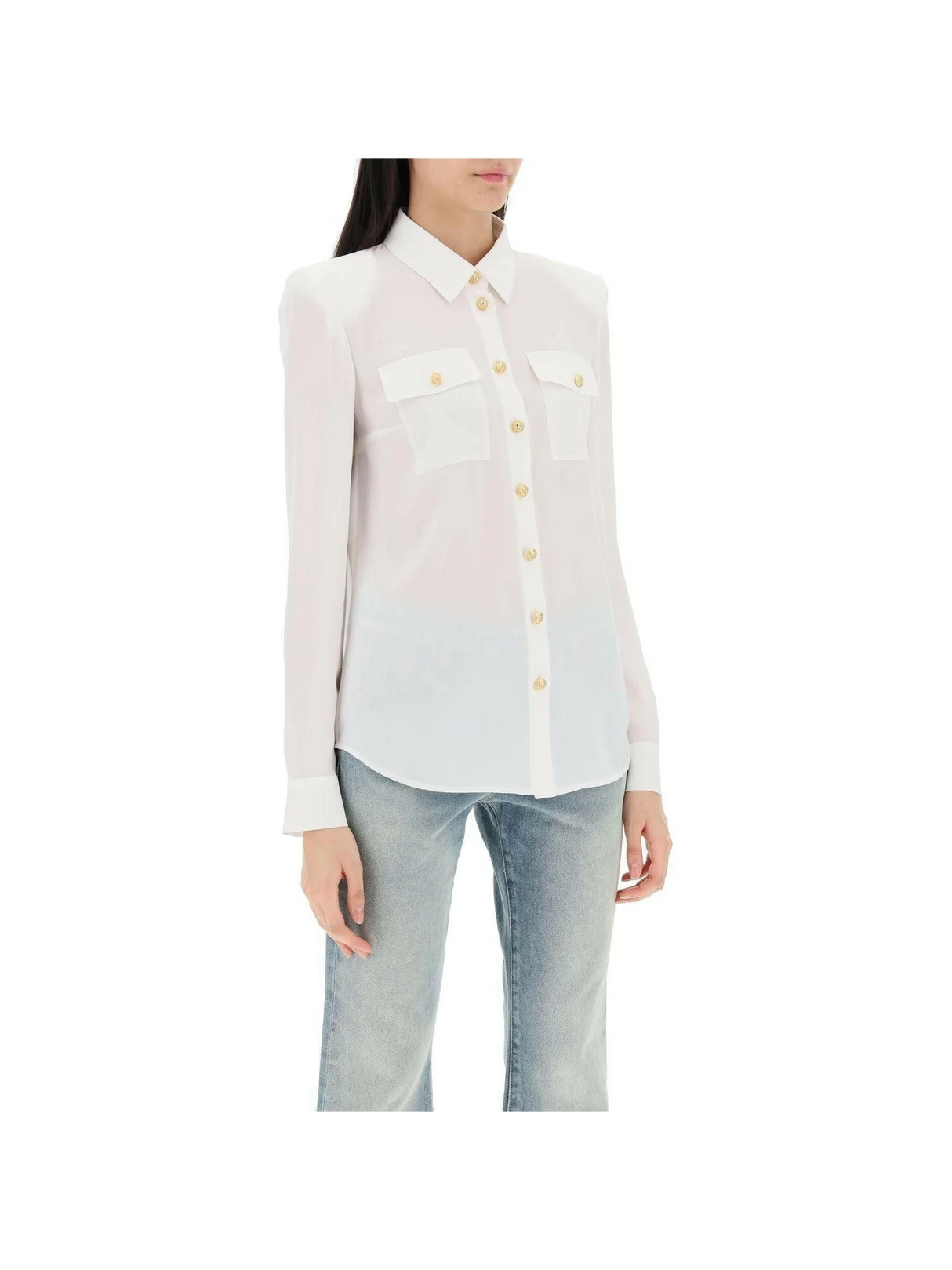 Silk Shirt With Padded Shoulders BALMAIN JOHN JULIA.