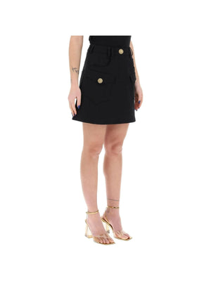 Trapeze Mini Skirt With Embossed Buttons BALMAIN JOHN JULIA.