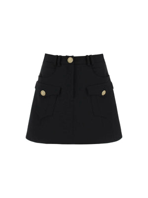 Trapeze Mini Skirt With Embossed Buttons BALMAIN JOHN JULIA.