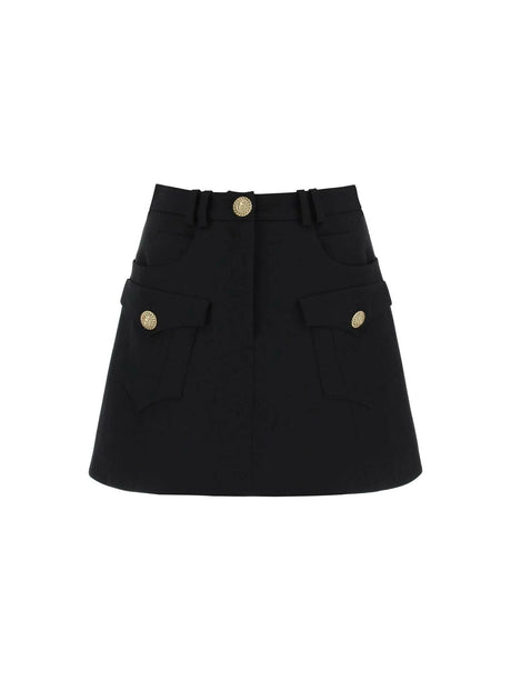 Trapeze Mini Skirt With Embossed Buttons BALMAIN JOHN JULIA.