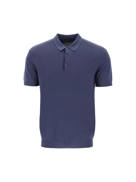 Navy Cotton Knit Polo Shirt BARACUTA JOHN JULIA.