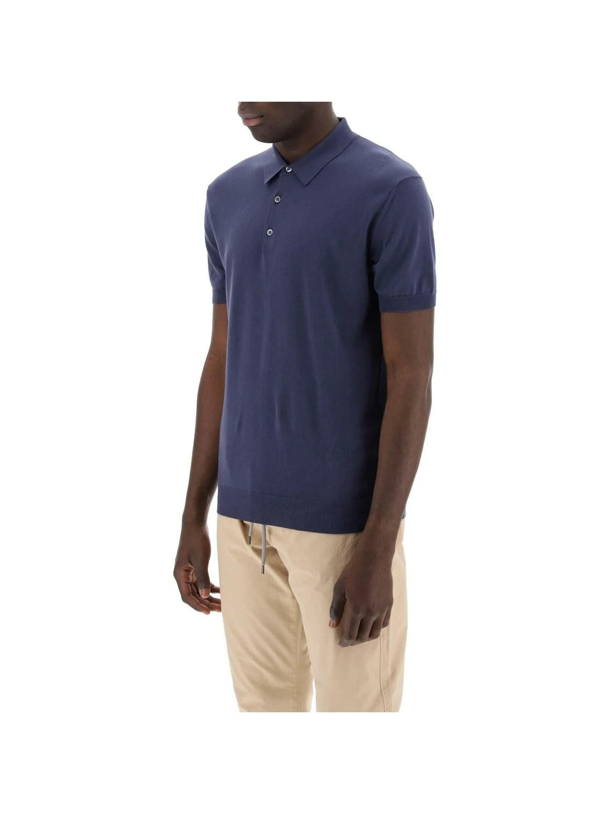 Navy Cotton Knit Polo Shirt BARACUTA JOHN JULIA.