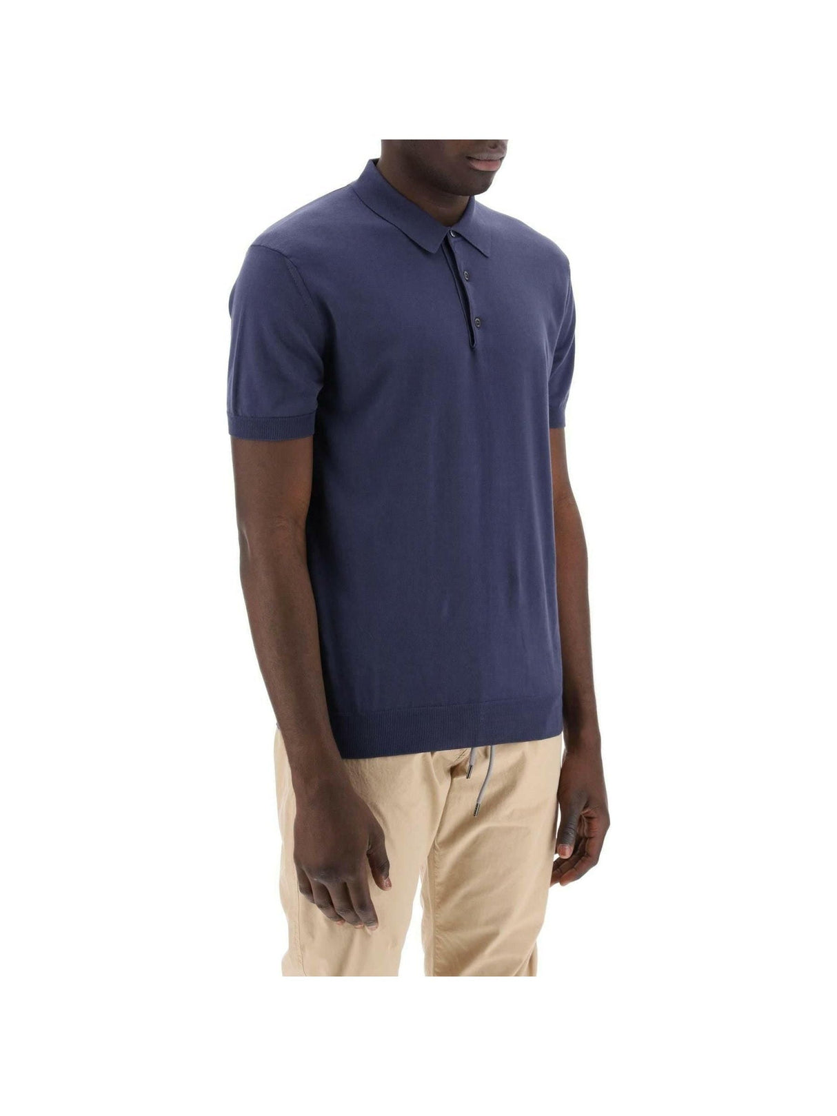 Navy Cotton Knit Polo Shirt BARACUTA JOHN JULIA.