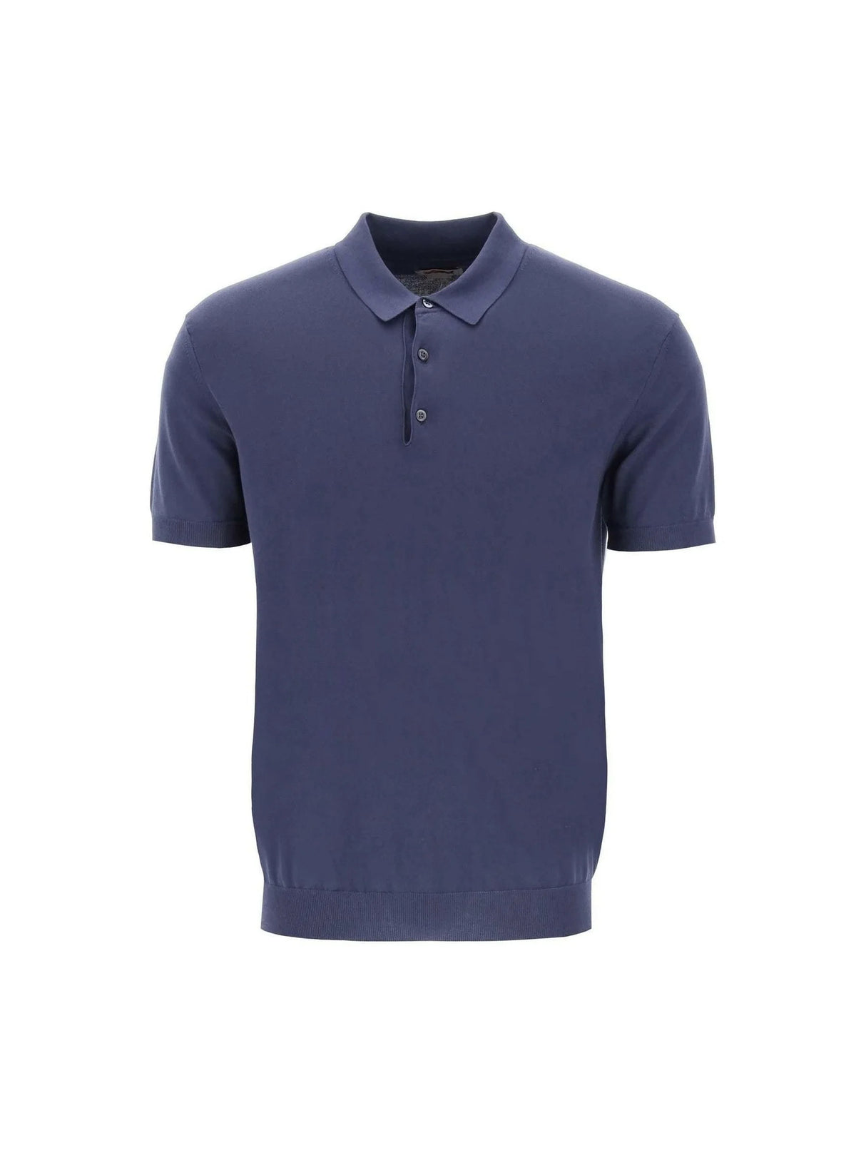 Navy Cotton Knit Polo Shirt BARACUTA JOHN JULIA.