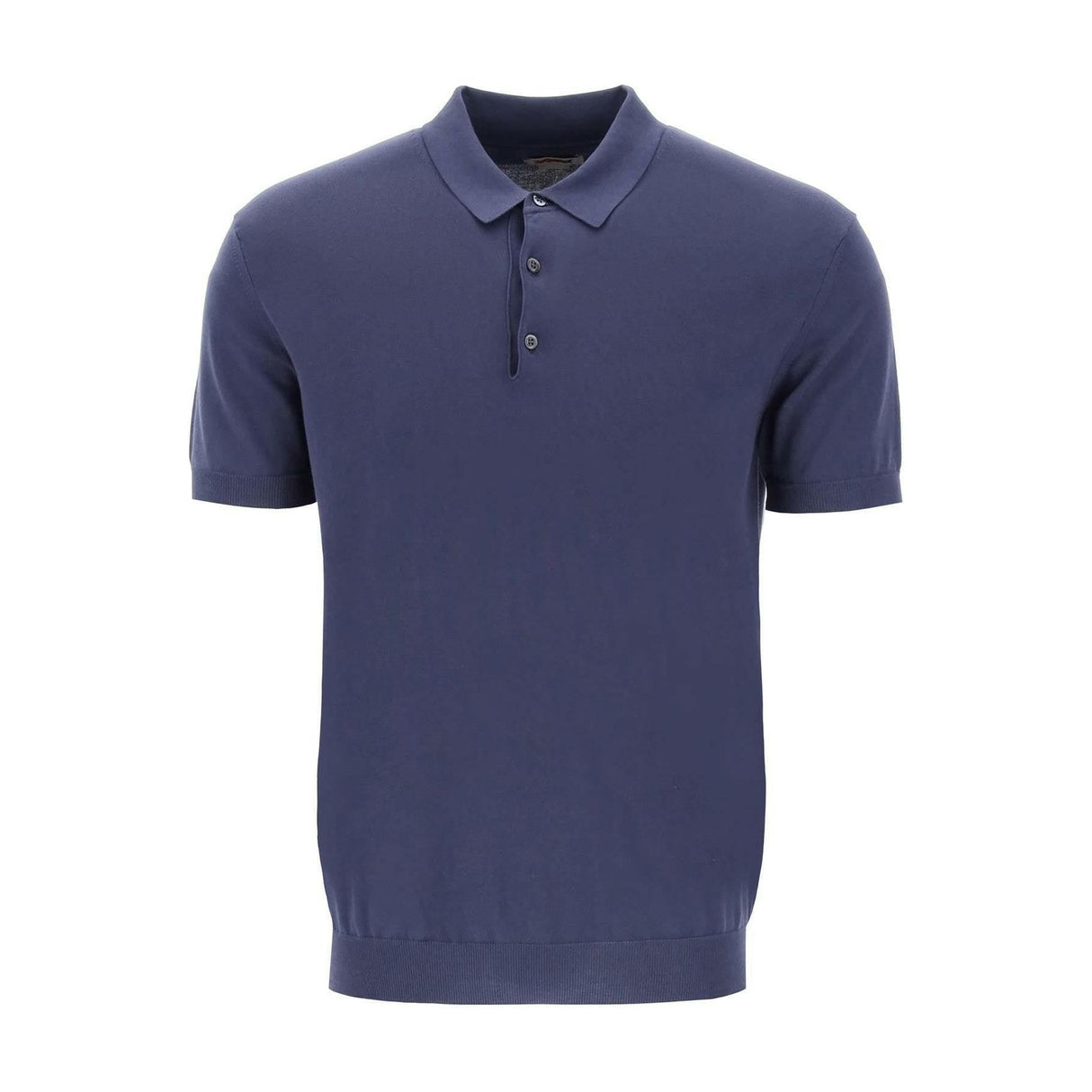 Navy Cotton Knit Polo Shirt BARACUTA JOHN JULIA.