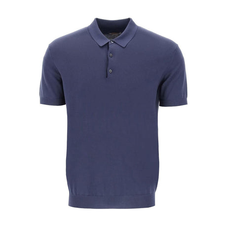 Navy Cotton Knit Polo Shirt BARACUTA JOHN JULIA.